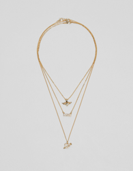 Bershka Collar Multicadena Strass Mujer Oro en oferta