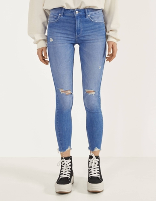 Bershka Jeans Skinny Low Waist Mujer 32 Azul