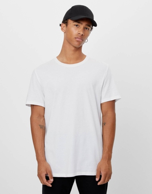 Bershka Camiseta Con Cuello Redondo Hombre Xxl Blanco