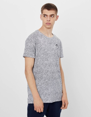 Bershka Camiseta Muscle Fit Hombre Xs Blanco/Negro