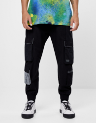 Bershka Pantalón Future-Ready Cargo Hombre L Negro precio