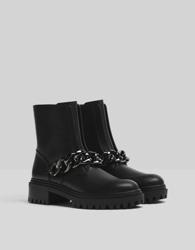 Bershka Botines Planos Cadena Mujer 36 Negro características