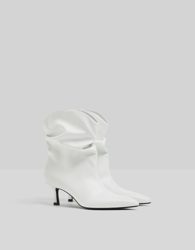 Bershka Botines Tacón Arrugados Mujer Blanco en oferta