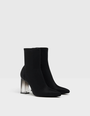 Bershka Botines Ajustados Tacón Metacrilato Mujer 37 Negro