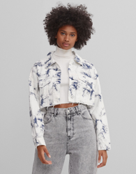 Bershka Cazadora Cropped Tie Dye Mujer S Crudo en oferta