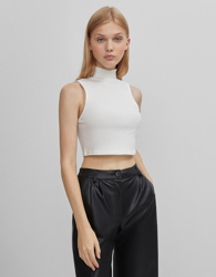 Bershka Top Cuello Alto Mujer S Blanco características