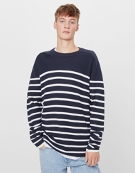 Bershka Jersey Detalle Mangas Hombre L Marino características