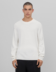 Bershka Jersey Detalle Mangas Hombre L Blanco en oferta