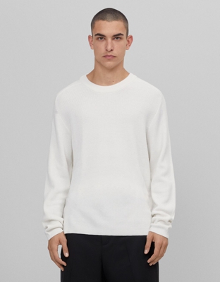 Bershka Jersey Detalle Mangas Hombre L Blanco