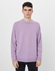 Bershka Jersey Rotos Acid Wash Hombre M Morado en oferta