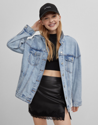 Bershka Cazadora Denim Oversize Mujer S Azul Claro características