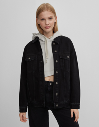 Bershka Cazadora Denim Oversize Mujer S Negro características