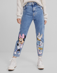 Bershka Jeans Mom Minnie Mujer 34 Azul Lavado características