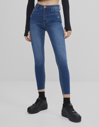 Bershka Jeans Super High Waist Mujer 40 Azul en oferta