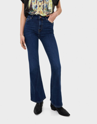 Bershka Jeans Flare Mujer 36 Marino precio