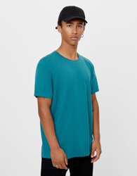 Bershka Camiseta Con Cuello Redondo Hombre L Azul precio