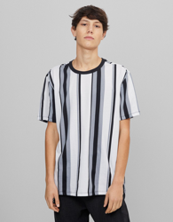 Bershka Camiseta De Rayas Hombre S Gris precio