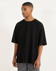 Bershka Camiseta Oversize Hombre Xl Negro en oferta