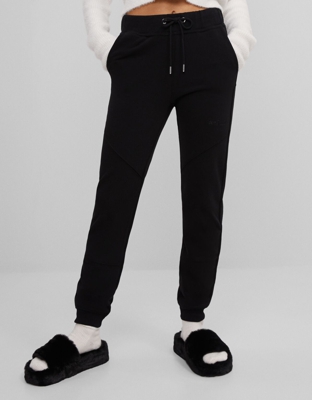 Bershka Pantalón Jogger Felpa Mujer Xl Negro