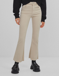 Bershka Pantalón Kick Flare Mujer 40 Beige precio