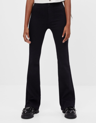 Bershka Pantalón Flare Sarga Mujer 38 Negro en oferta