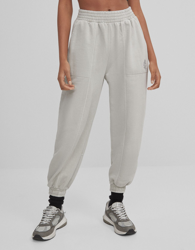 Bershka Pantalón Jogger Felpa Detalle Reflectante Mujer Xs Gris en oferta