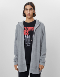 Bershka Cardigan Capucha Estructura Hombre L Gris precio