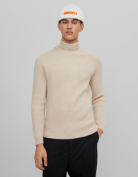 Bershka Jersey Cuello Alto Hombre Xl Camel en oferta