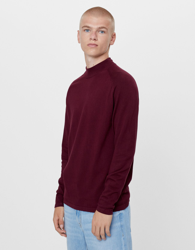 Bershka Jersey Cuello Perkins Hombre M Granate en oferta