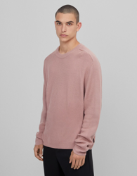 Bershka Jersey Detalle Mangas Hombre Xs Rosa en oferta