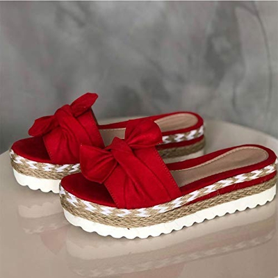 MEIZHEN Zapatilla de Plataforma con cuña para Mujer, Sandalias de Verano con Nudo en la Parte Delantera de la Playa, Sandalias Bohemia Moda Casual Oci