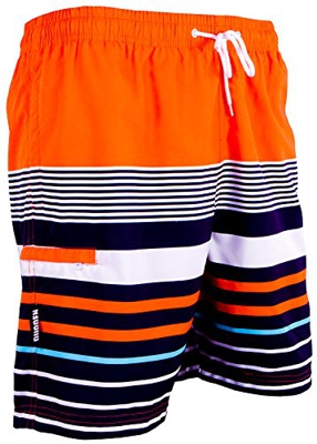 Guggen Mountain Banador de Natacion para Hombre Traje de Bano Rayas Deportivos Short para Natacion Playa Piscina Negro M