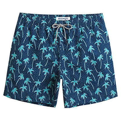 MaaMgic Shorts de Baño para Hombre Shorts de Playa Traje de Bañode Secado Rápido para Vacaciones Diseño a Rayas, Coco Azul M