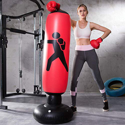 LONEEDY - Saco de boxeo hinchable de pie para adultos y adolescentes, para entrenamiento intenso, gimnasia, deportes, alivio del estrés, ., rojo características