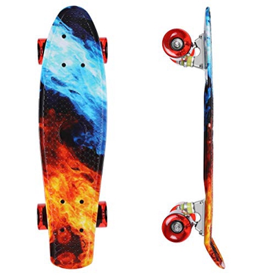 streakboard Skateboard 59x15x10cm para Principiantes Adultos y Niños, Mini Cruiser Skateboard, Completo Skateboard para Principiantes con Rodamientos 