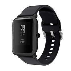 Correas de Reloj de Repuesto de Silicona para Xiaomi Huami Amazfit Bip Youth Watch (20mm, Negro) en oferta