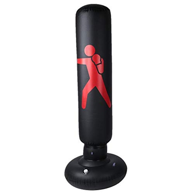 Fictory Saco de Arena Inflable - PVC 160cm Adultos Saco de Arena de Columna Inflable Saco de Arena Inflable para niños(Negro)