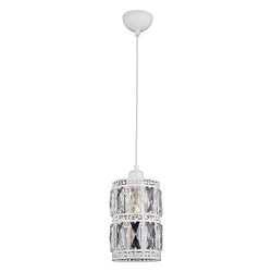 Homemania 8134-70-01 - Lámpara de techo Armila, colgante, luz, blanco de metal, cristal, 15 x 15 x 100 cm en oferta