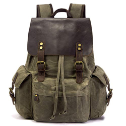 Mochila Vintage de Lona de Cuero Genuina para Hombre y Mujer, Mochila Casual de Viaje Impermeable para Estudiante, Bolsa de Escuela para Portatil de 1 características