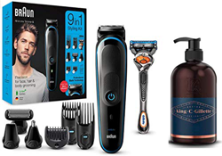 Braun MGK5280 9 en 1 - Máquina recortadora de barba, set de depilación corporal y cortapelos para hombre + King C. Gillette Gel para Barba y Rostro co en oferta