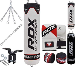 RDX Saco de Boxeo Relleno MMA Muay Thai Kick Boxing Artes Marciales con Soporte Pared Cadena Guantes 8PC 4FT 5FT Punching Bag características