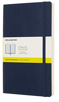 Moleskine - Cuaderno Clásico con Páginas Cuadriculada, Tapa Blanda y Goma Elástica, Azul (Sapphire Blue), Tamaño Grande, 192 Páginas