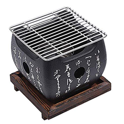 Mini Carbón Barbacoa Parrilla, Mesa Portátil Top Japonés Barbacoa Parrilla Comida Carbón Estufa Con Madera Maciza Bandeja, Accesorios de Fiesta Domést en oferta