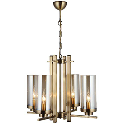 Homemania 1334-52-04 - Lámpara de techo Elenora, para salón, oficina, suspendido, colgante, cobre de metal, cristal, 53 x 53 x 86 cm precio