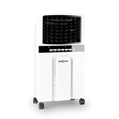 oneConcept Baltic – Enfriador de aire 3 en 1, ventilador, humidificador y enfriador de aire, 65 W, caudal de 360 m³/h, depósito de 6 litros, 2 acumula