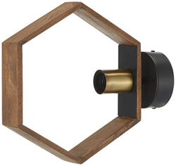 Homemania Lámpara de pared, metal, dorado, negro, madera en oferta