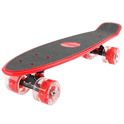 FunTomia® Mini Board monopatín Skateboard 57cm - Big Wheel 65mmx45mm (80A) - Rodamiento ABEC-11 (Rojo - con LED Rollo) precio