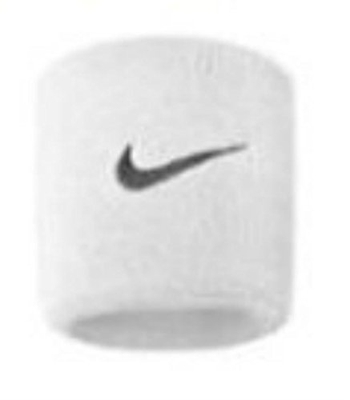 NUEVO (PAQUETE 2 PIEZAS) 1 PAR NIKE SWOOSH TENIS,CALABACÍN,BÁDMINTON MUÑEQUERAS BANDAS DE SUDORACIÓN - algodón, Blanco, 3% nailon algodón 21% 74% 2%, 