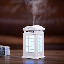 Czznn humidificador de escritorio USB cabina de teléfono humidificador de gran capacidad retro decoración de escritorio mini silenciosa noche luz humi características