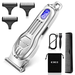 Máquina Cortar Pelo Profesional, CIICII Recortadora Barba y Cortapelos Profesional T-Outliner (8Pcs Inalámbrico/T-Blade/Recargable/Pantalla LCD) Kit d características